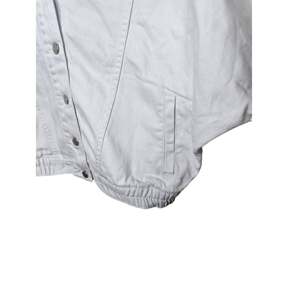 Habitual Denim Jacket Cropped Size S White Buttoned Up Short Sleeve - Picture 5 of 11